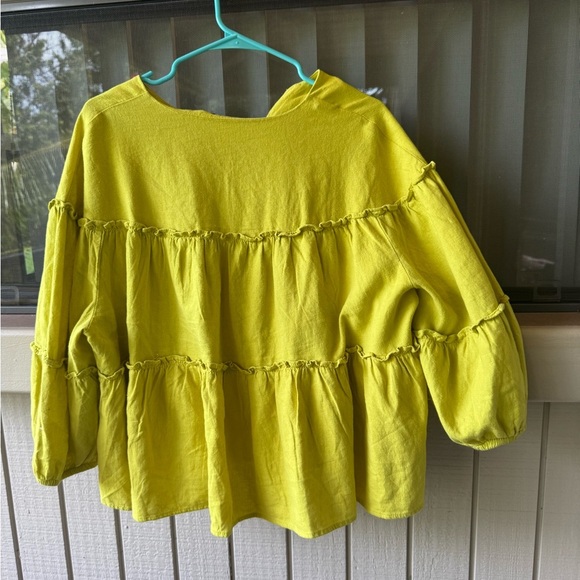 Marc New York Chartreuse Ruffle Blouse - Picture 3 of 4
